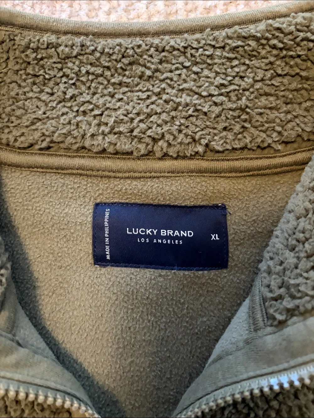 Lucky Brand Men's Olive Sherpa Half-Zip Pullover